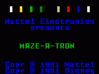 Tron Maze-a-Tron title screen for Intellivision
